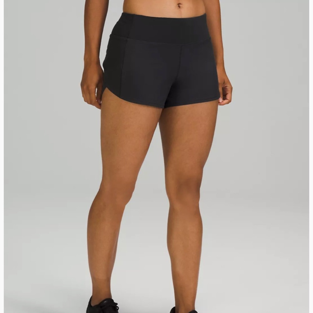 Lululemon Black Mid Rise 4 inch Speed Up Shorts